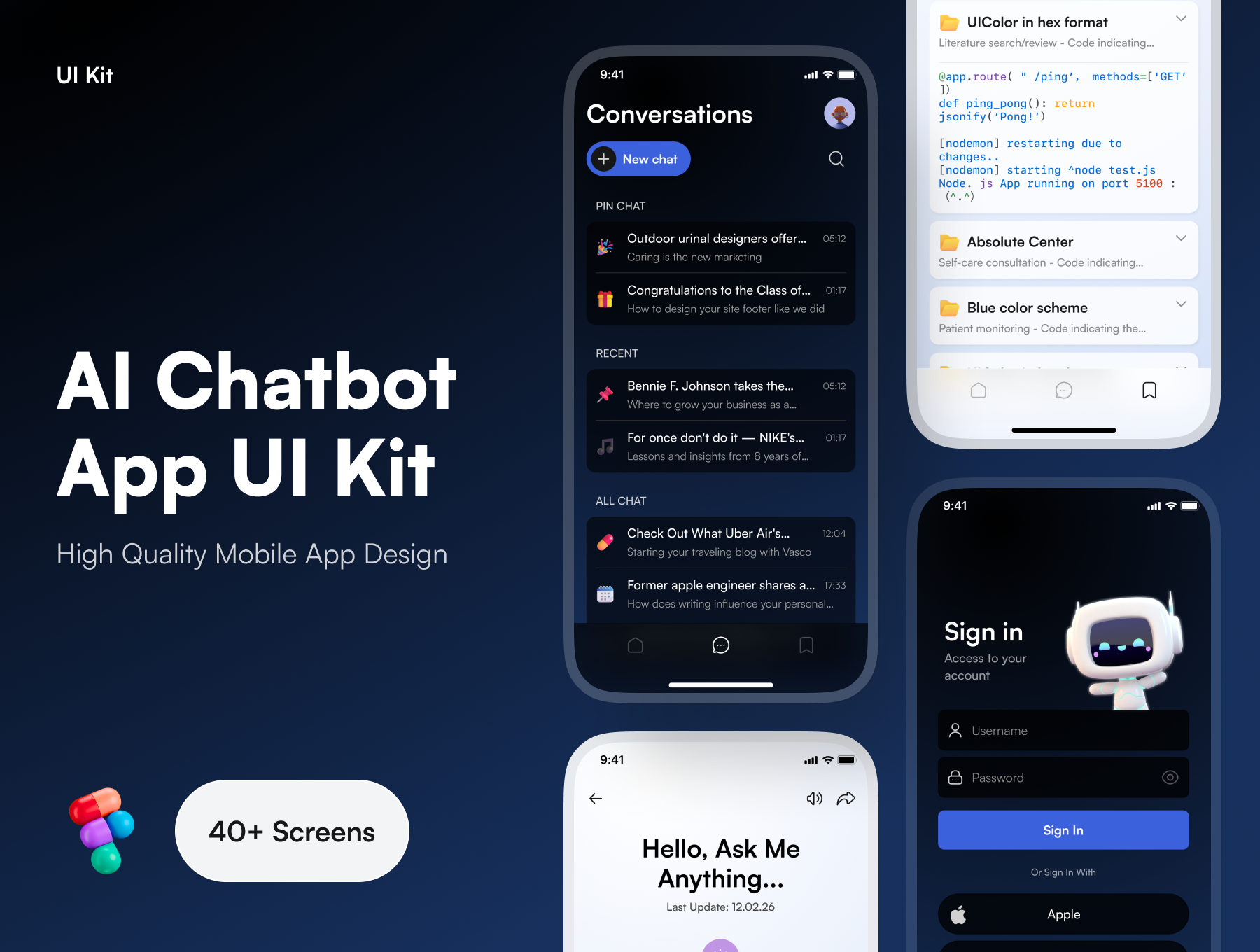 AI聊天机器人UI工具包 Ai Chatbot UI Kit figma格式-UI/UX-到位啦UI